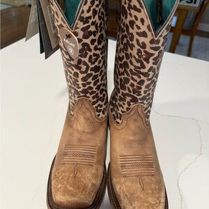 Ariat Women's Leopard Print Heeled Boots - Brown and Tan